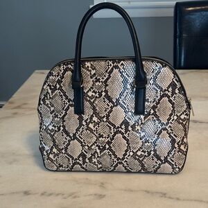 Elegant Black and White Snakeskin Handbag